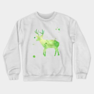 Green Deer Watercolor Painting 2 Crewneck Sweatshirt